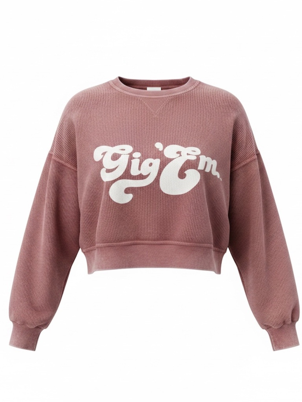 Gig ’Em Texas A&M Cropped Ribbed Sweatshirt‎ – Size Small